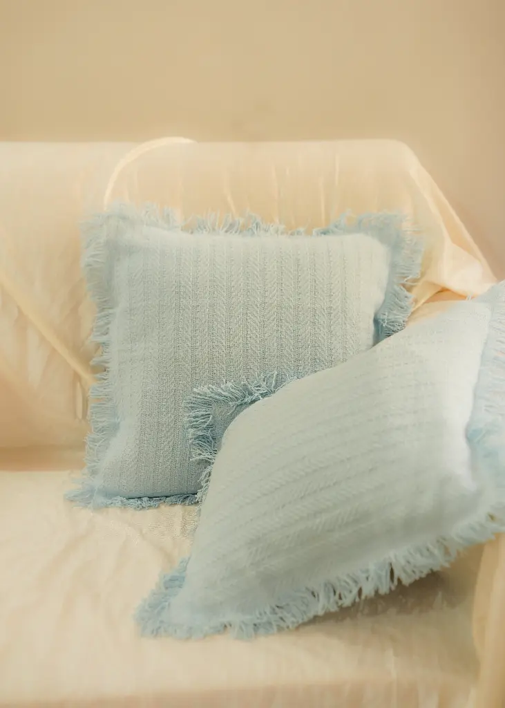 Blue Fringe cushion cover