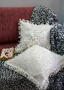 White fringe cushion cover